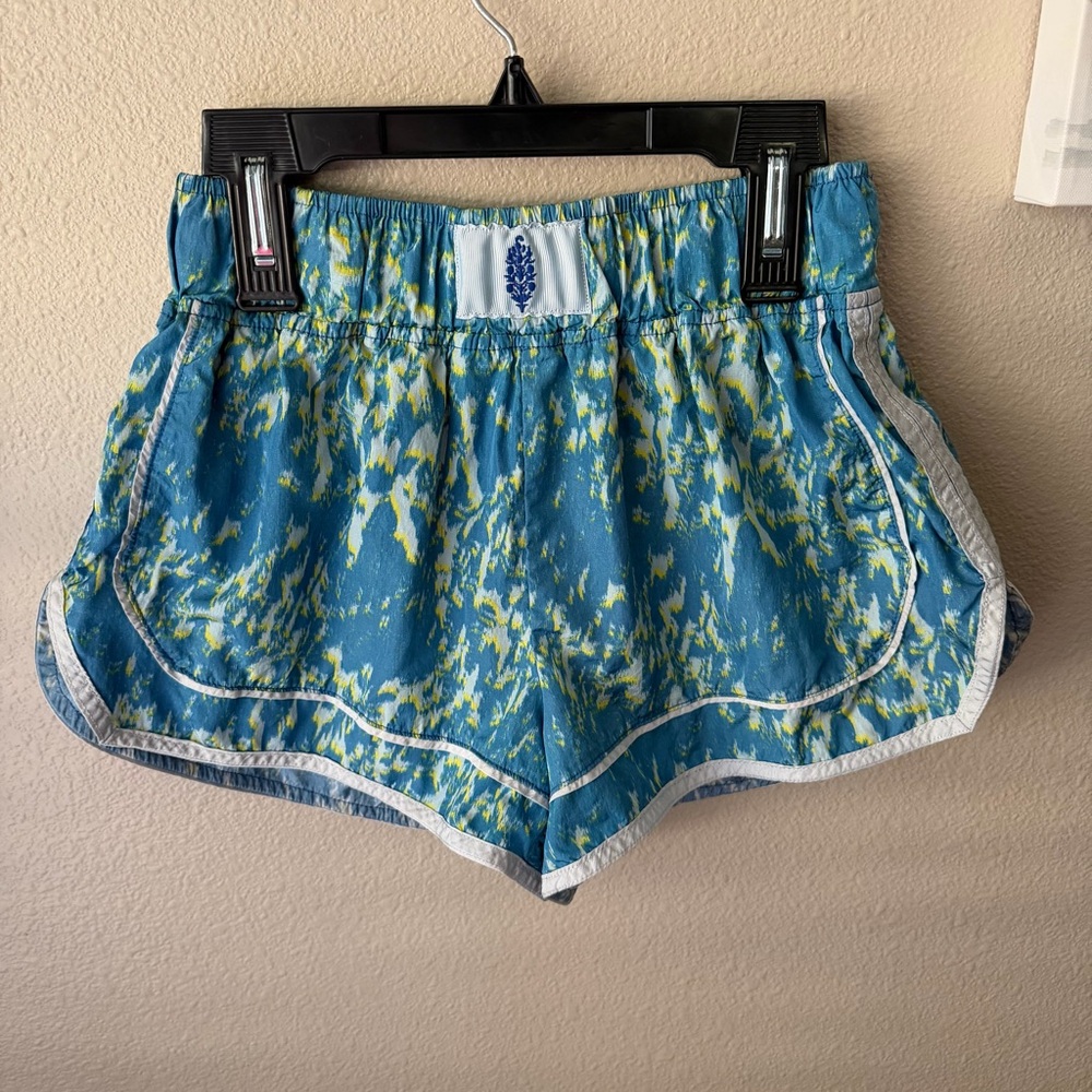 Free People Movement Varsity Blues Shorts Size XS Blue/Yellow/Grey